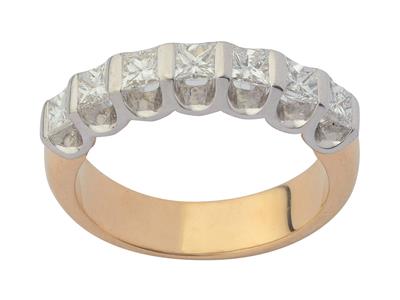 Allianzring Für 7 Prinzessschliffsteine, 18k Gelbgold. Ref. 903 - Standard Bild - 2