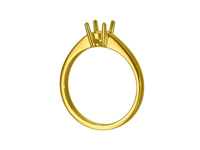 Solitär Mit 4 Krappen Für 5 MM Große Steine, Flacher Schaft, 18k Gelbgold 3n,finger 48 - Standard Bild - 3