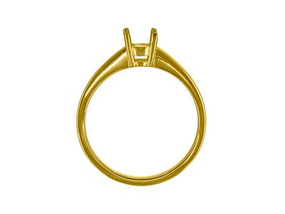 Solitär Mit 4 Krappen Für 5 MM Große Steine, Flacher Schaft, 18k Gelbgold 3n, Ringgröße 51 - Standard Bild - 2