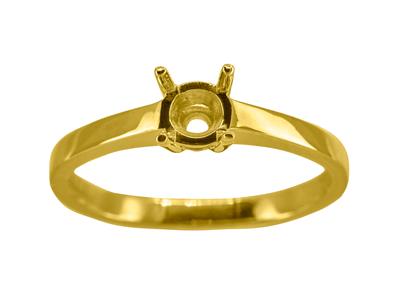 Solitär Mit 4 Krappen Für 5 MM Große Steine, Flacher Schaft, 18k Gelbgold 3n, Ringgröße 52 - Standard Bild - 1