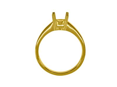 Solitär Mit 4 Krappen Für 6,50 MM Große Steine, Flacher Schaft, 18k Gelbgold 3n, Ringgröße 54 - Standard Bild - 2