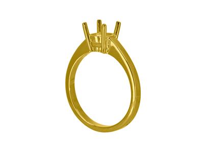 Solitär Mit 4 Krappen Für 6,50 MM Große Steine, Flacher Schaft, 18k Gelbgold 3n, Ringgröße 54 - Standard Bild - 3