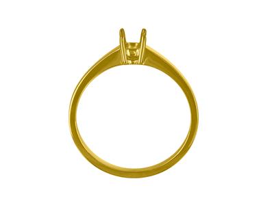 Solitär Mit 4 Krappen Für Einen Stein Von 3,80 Mm, Flacher Schaft, 18kgelbgold 3n, Ringgröße 49 - Standard Bild - 2