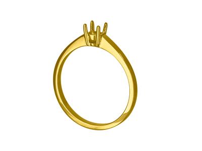 Solitär Mit 4 Krappen Für Einen Stein Von 3,80 Mm, Flacher Schaft, 18kgelbgold 3n, Ringgröße 54 - Standard Bild - 3