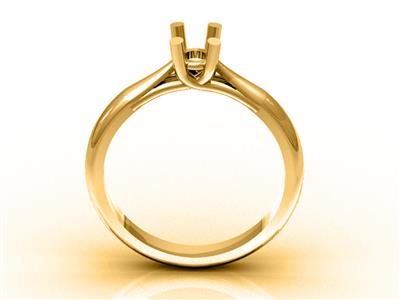 Solitär Mit 4 Gekreuzten Krappen Für Einen 3,8 MM Groen Stein, 18k Gelbgold. Ref. 03420