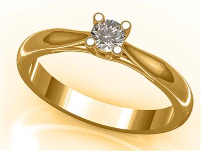 Solitär Mit 4 Gekreuzten Krappen Für Einen 3,8 MM Großen Stein, 18 Karat Gelbgold, Ringgröße 53. Ref. 034 - Standard Bild - 2