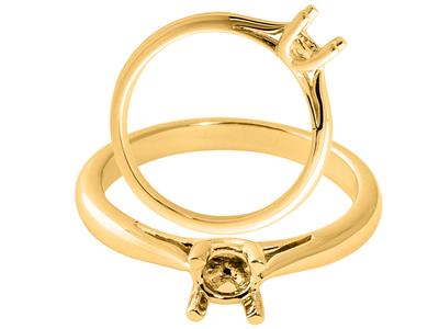 Solitär Mit 4 Gekreuzten Krappen Für Einen 3,8 MM Großen Stein, 18 Karat Gelbgold, Ringgröße 53. Ref. 034 - Standard Bild - 3