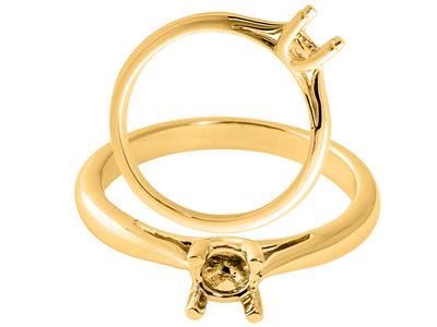 Solitär Mit 4 Gekreuzten Krappen Für Einen 3,8 MM Großen Stein, 18k Gelbgold. Ref. 03420 - Standard Bild - 3