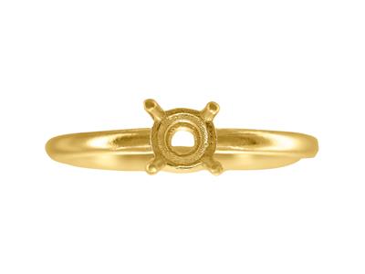 Solitär Mit 4 Krappen Für 5 MM Große Steine, Gewölbter Ringkörper, 18kgelbgold 3n, Ringgröße 54 - Standard Bild - 4