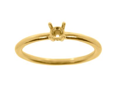 Solitär Mit 4 Krappen Für Einen Stein Von 3,40 Mm, Gewölbter Schaft, Gelbgold 18k3n, Ringgröße 72 - Standard Bild - 1