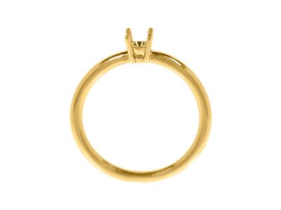 Solitär Mit 4 Krappen Für 4,20 MM Große Steine, Gewölbter Schaft, Gelbgold 18k3n, Ringgröße 57 - Standard Bild - 2