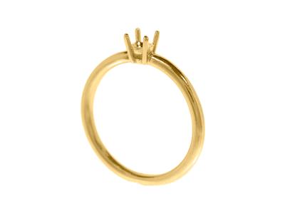 Solitär Mit 4 Krappen Für 4,20 MM Große Steine, Gewölbter Schaft, Gelbgold 18k3n, Ringgröße 57 - Standard Bild - 3