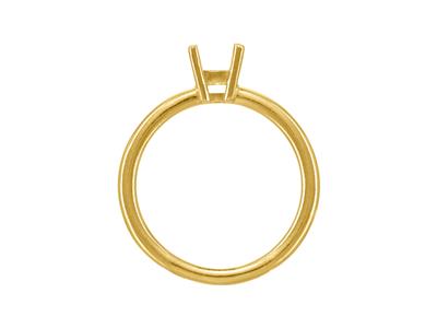 Solitär Mit 4 Krappen Für 5,50 MM Große Steine, Gewölbter Ringkörper, Gelbgold 18k3n, Ringgröße 57 - Standard Bild - 2