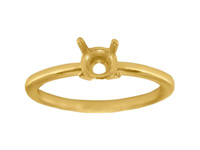 Solitär Mit 4 Krappen Für 6 MM Große Steine, Gewölbter Schaft, 18k Gelbgold 3n, Ringgröße 57 - Standard Bild - 1