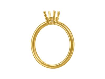 Solitär Mit 4 Krappen Für 6 MM Große Steine, Gewölbter Schaft, 18k Gelbgold 3n, Ringgröße 57 - Standard Bild - 3