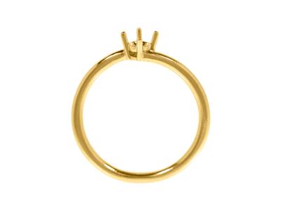 Solitär 4 Krappen Offset Für 3,40 MM Stein, Gewölbter Körper, 18k Gelbgold 3n, Finger 72 - Standard Bild - 2