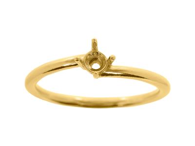 Solitär 4 Krallen Offset Für 4,20 MM Stein, Gewölbter Körper, 18k Gelbgold 3n, Ringgröße 57 - Standard Bild - 1