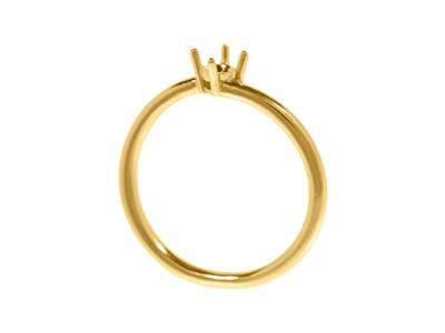 Solitär 4 Krallen Offset Für 4,20 MM Stein, Gewölbter Körper, 18k Gelbgold 3n, Ringgröße 57 - Standard Bild - 3