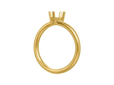 Solitär 4 Krallen Offset Für 5,50 MM Stein, Gewölbter Körper, 18k Gelbgold 3n, Ringgröße 57 - Standard Bild - 3