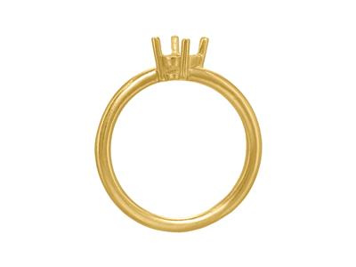 Solitär 4 Krallen Offset Für 6 MM Stein, Gewölbter Körper, 18k Gelbgold 3n, Ringgröße 57 - Standard Bild - 2