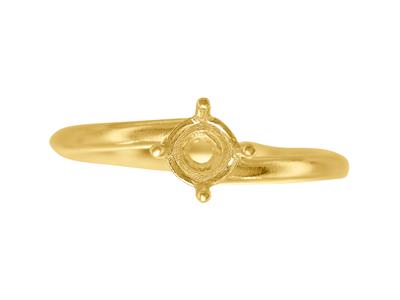 Solitär 4 Krallen Offset Für 6 MM Stein, Gewölbter Körper, 18k Gelbgold 3n, Ringgröße 57 - Standard Bild - 4