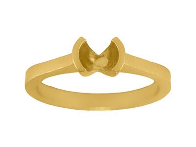 Solitär Halbrahmenfassung Für 5 MM Stein, Flacher Körper, 18k Gelbgold3n, Ringgröße 57 - Standard Bild - 1