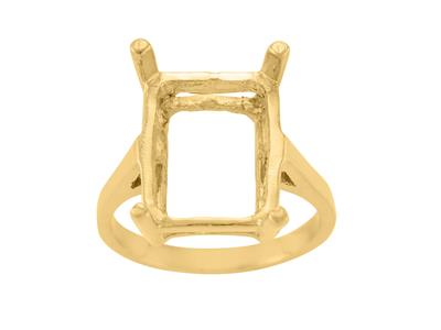 Ring In 4-krallen-fassung Für Einen Rechteckigen Stein Von 16 X 12 Mm, 18k Gelbgold. Ref. 15382 - Standard Bild - 2