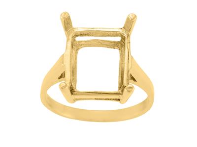 Ring In 4-krallen-fassung Für Einenrechteckigen Stein Von 14 X 12 Mm, 18k Gelbgold. Ref. 15381 - Standard Bild - 2