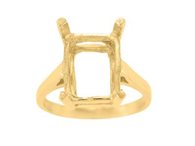 Ring In 4-krallen-fassung Für Einen Rechteckigen Stein Von 14 X 10 Mm, 18k Gelbgold. Ref. 15380 - Standard Bild - 2