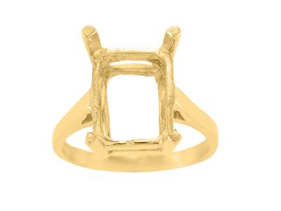 Ring Mit 4-krappenfassung Für Einenrechteckigen Stein Von 14 X 10 Mm, Gelbgold 18k. Ref. 15380 - Standard Bild - 2