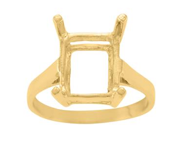 Ring In 4-krallen-fassung Für Einen Rechteckigen Stein Von 12 X 10 Mm, 18k Gelbgold. Ref. 15379 - Standard Bild - 2