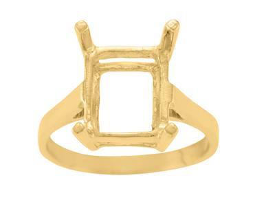 Ring In 4-krallen-fassung Für Einenrechteckigen Stein Von 12 X 10 Mm, 18k Gelbgold. Ref. 15379 - Standard Bild - 2