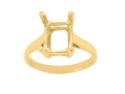 Ring In 4-krallen-fassung Für Rechteckigen Stein Von 10 X 8 Mm, 18k Gelbgold. Ref. 15377 - Standard Bild - 2