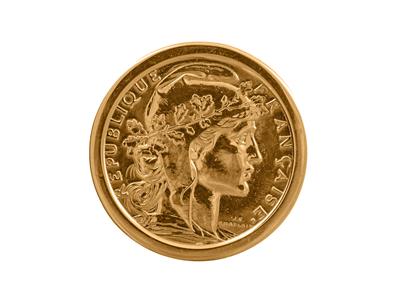 Münzring 20 Franken, Unsichtbare Krappenfassung, Rotgold 18k 4n - Standard Bild - 5