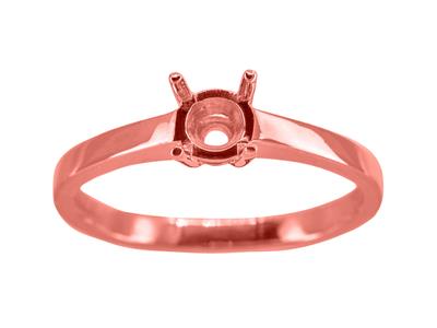 Solitär Mit 4 Krappen Für 5 MM Große Steine, Flacher Schaft, Rotgold 18k 5n, Ringgröße 57 - Standard Bild - 1