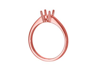 Solitär Mit 4 Krappen Für 5 MM Große Steine, Flacher Schaft, Rotgold 18k 5n, Ringgröße 57 - Standard Bild - 3