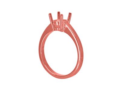 Solitär Mit 4 Krappen Für 6,50 MM Große Steine, Flaches Band, 18k Rotgold 5n, Ringgröße 54 - Standard Bild - 3