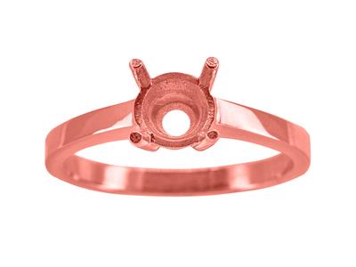 Solitär Mit 4 Krappen Für 6,50 MM Große Steine, Flacher Schaft, 18k Rotgold 5n, Ringgröße 70 - Standard Bild - 1