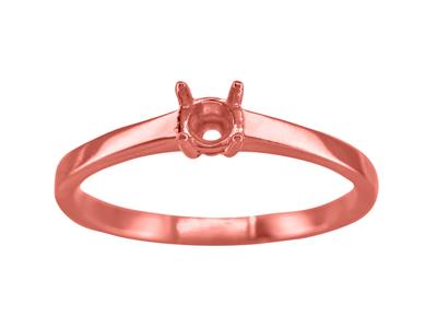 Solitär Mit 4 Krappen Für Stein Von3,40 Mm, Flacher Schaft, Rotgold 1 8k 5n, Ringgröße 59 - Standard Bild - 1
