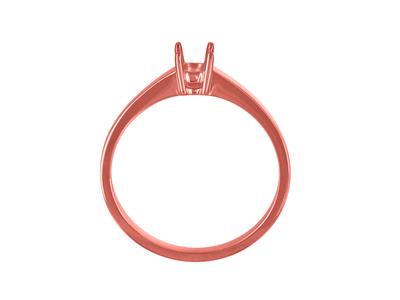Solitär Mit 4 Krappen Für Stein Von3,80 Mm, Flacher Schaft, Rotgold 1 8k 5n, Ringgröße 58 - Standard Bild - 2