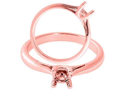 Solitär Mit 4 Gekreuzten Krappen Für 4,5 MM Große Steine, 18 Karat Rotgold, Ringgröße 53. Ref. 03420 - Standard Bild - 3