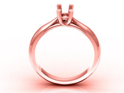 Solitär Mit 4 Gekreuzten Krappen Für 5 MM Groen Stein, 18k Rotgold, Ringgröe 53. Ref. 03420