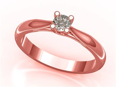 Solitär Mit 4 Gekreuzten Krappen Für 6 MM Große Steine, 18k Rotgold, Finger53. Ref. 03420 - Standard Bild - 2