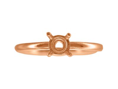 Solitär Mit 4 Krappen Für 6,50 MM Große Steine, Gewölbter Ringkörper, 18k5n Rotgold, Ringgröße 59 - Standard Bild - 4