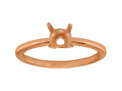 Solitär Mit 4 Krappen Für 5,50 MM Große Steine, Gewölbter Ringkörper, Rotgold 18k5n, Ringgröße 57 - Standard Bild - 1