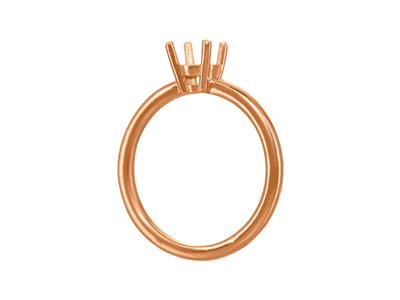 Solitär Mit 4 Krappen Für 6 MM Große Steine, Gewölbter Schaft, Rotgold18k 5n, Ringgröße 57 - Standard Bild - 3