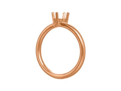 Solitär 4 Krallen Offset Für 6,50 MM Stein, Gewölbter Körper, 18k Rotgold 5n, Ringgröße 54 - Standard Bild - 3