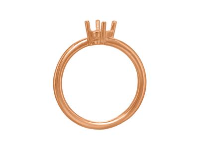 Solitär 4 Krallen Offset Für 6,50 MM Stein, Gewölbter Körper, 18k Rotgold 5n, Ringgröße 57 - Standard Bild - 2