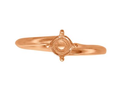 Solitär 4 Krallen Offset Für 6,50 MM Stein, Gewölbter Körper, 18k Rotgold 5n, Ringgröße 57 - Standard Bild - 4