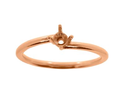 Solitär 4 Krallen Offset Für 3,80 MM Stein, Gewölbter Körper, 18k Rotgold 5n, Ringgröe 54